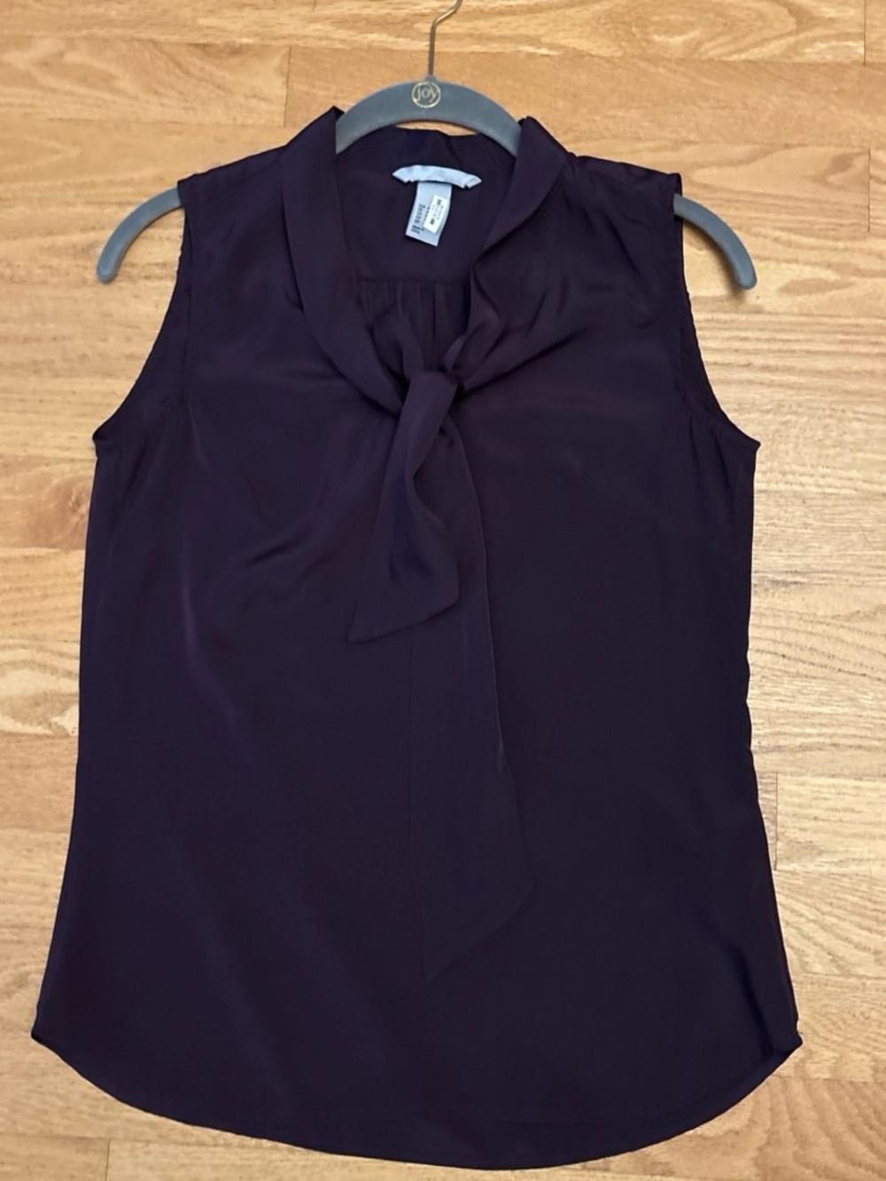 H&M Sleeveless Tie-Neck Blouse - Deep Plum